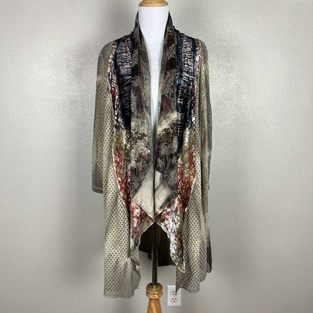 Kamana Cardigan Womens‎ L Open Floral Velvet Burnout Forest Fairy Boho Festival
